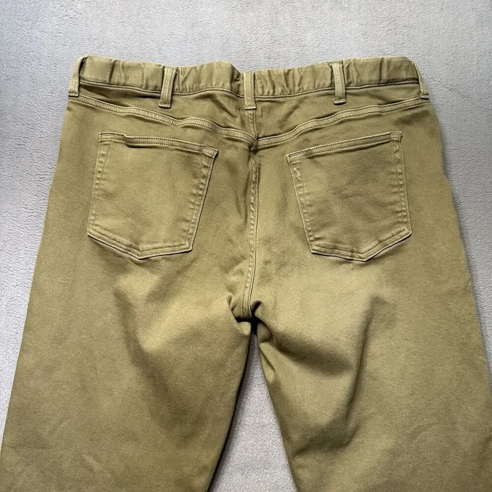Lands End Mens 38 Square Rigger Traditional Fit Jeans Green Stretch Denim EUC
